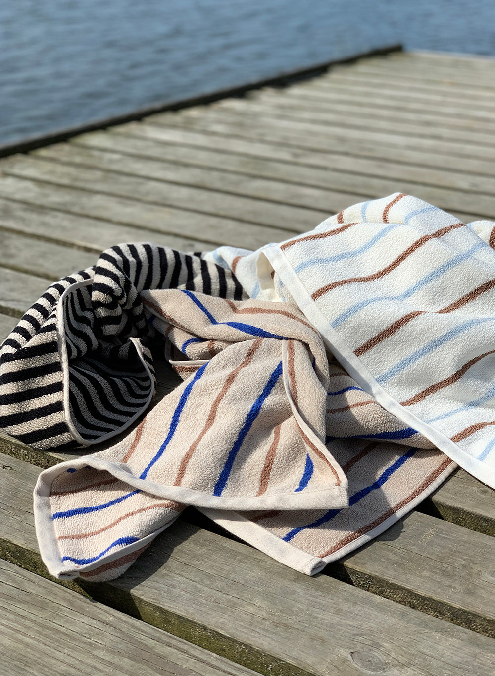 OYOY LIVING Raita Towel - 70x140 cm Towel 307 Caramel / Optic Blue