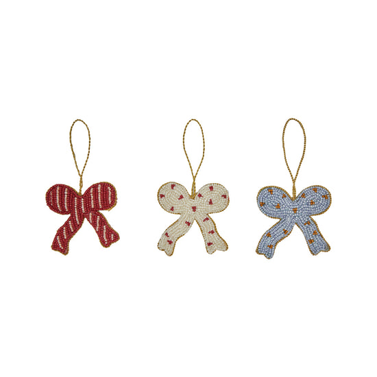 OYOY LIVING Christmas Bow Ornament - Pack of 3 Christmas 405 Cherry Red / Offwhite / Blue