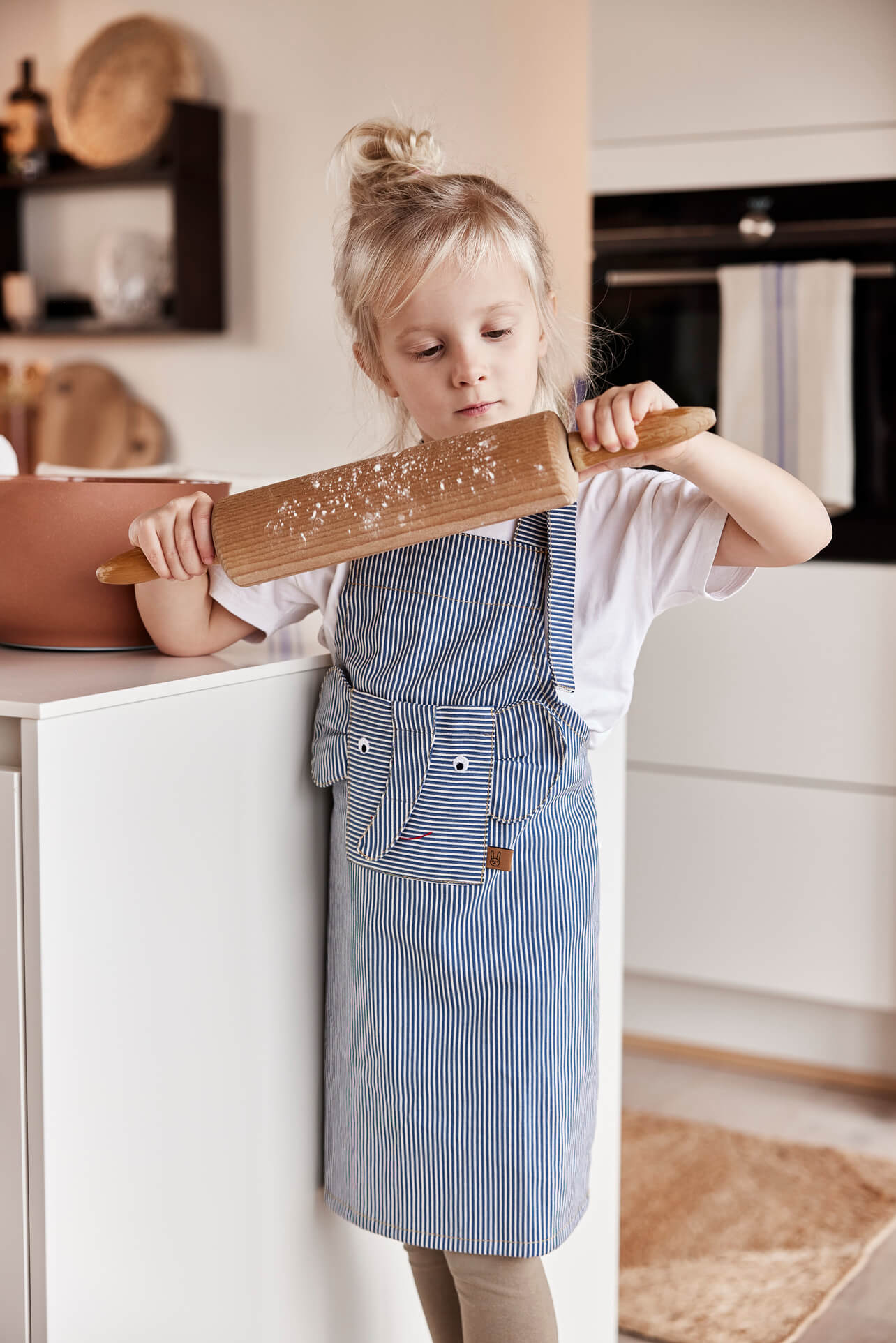 Striped Denim Elephant Apron