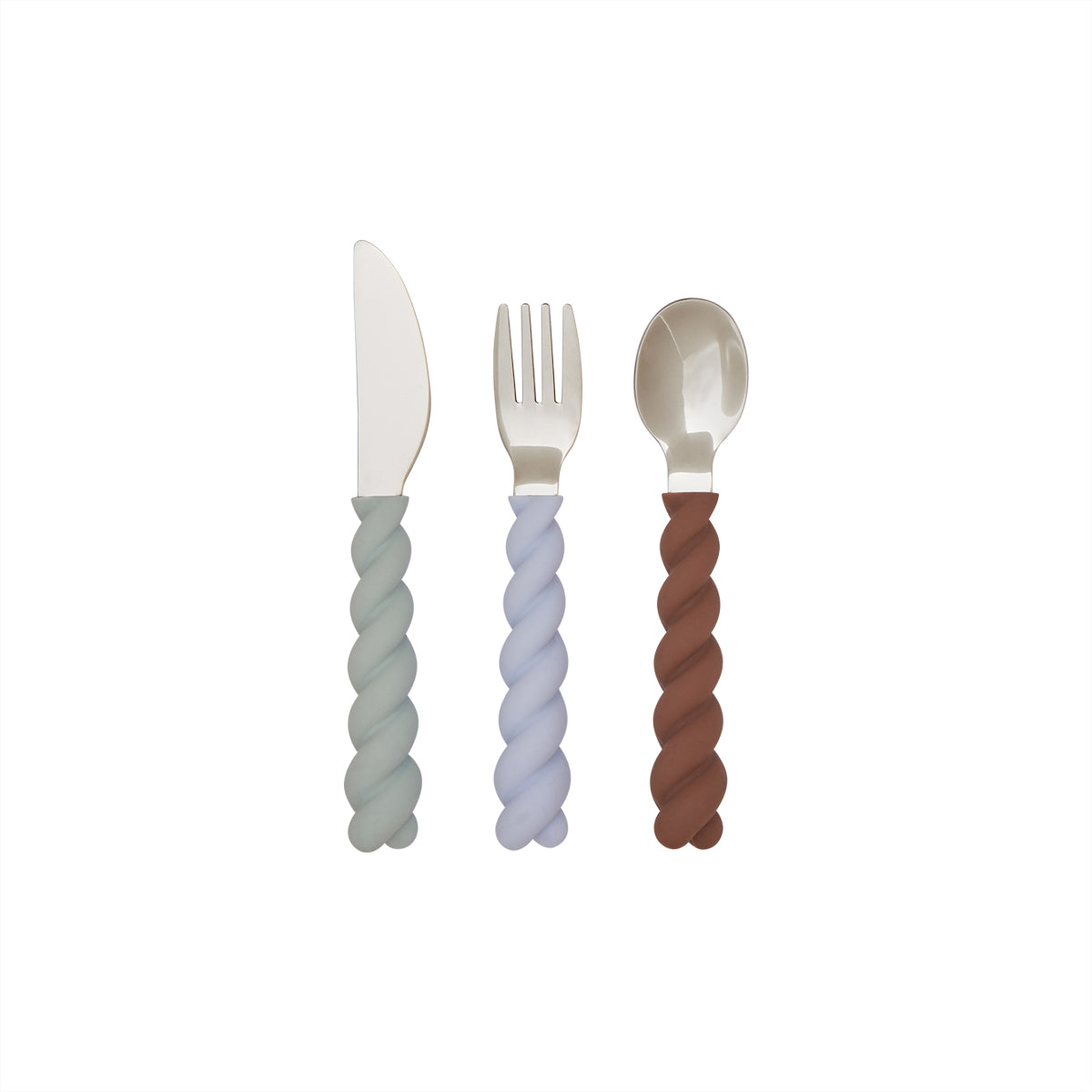 OYOY MINI Mellow Cutlery - Pack of 3 Cutlery 705 Pale Mint / Choko / Ice Blue