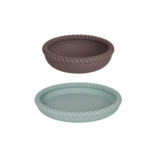 Indlæs billede i Gallery viewer, OYOY MINI Mellow Plate &amp;amp; Bowl Plate &amp;amp; Bowl 705 Pale Mint / Choko
