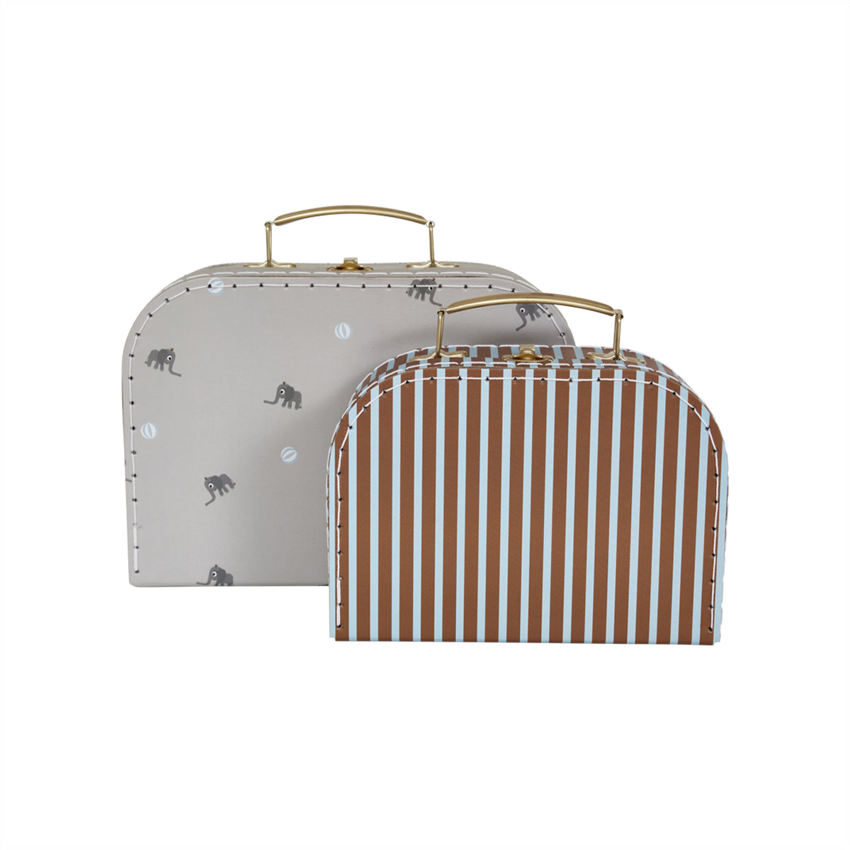 OYOY MINI Mini Suitcase Elephant & Stripe - Set of 2 Toy 603 Pale Blue