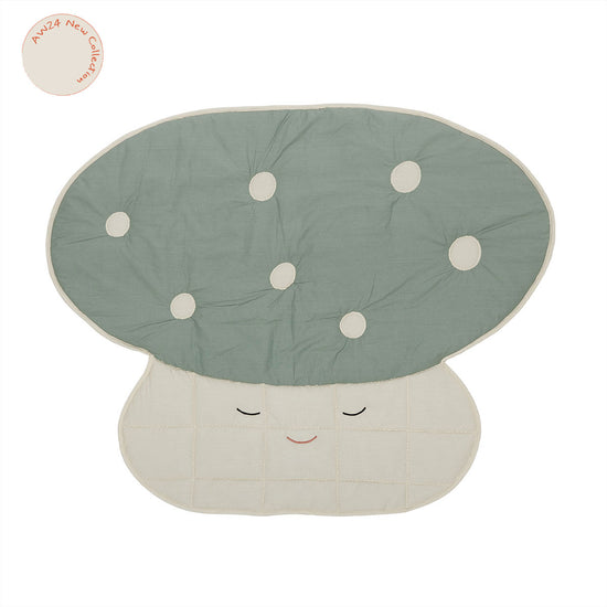 OYOY MINI Mushroom Quilted Blanket Blanket 102 Offwhite / Pale Blue