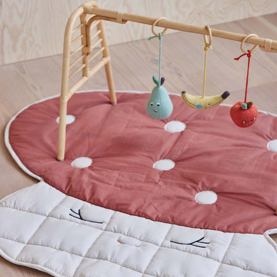 OYOY MINI Mushroom Quilted Blanket Blanket 102 Offwhite / Red