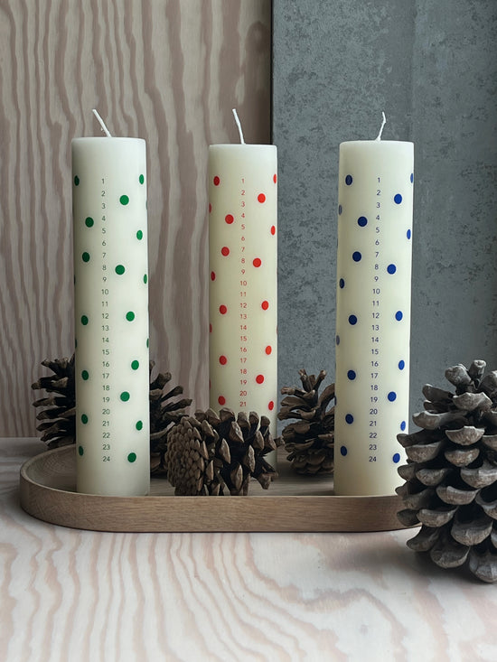 OYOY LIVING Polka Calendar Candle Christmas 102 Offwhite / Blue