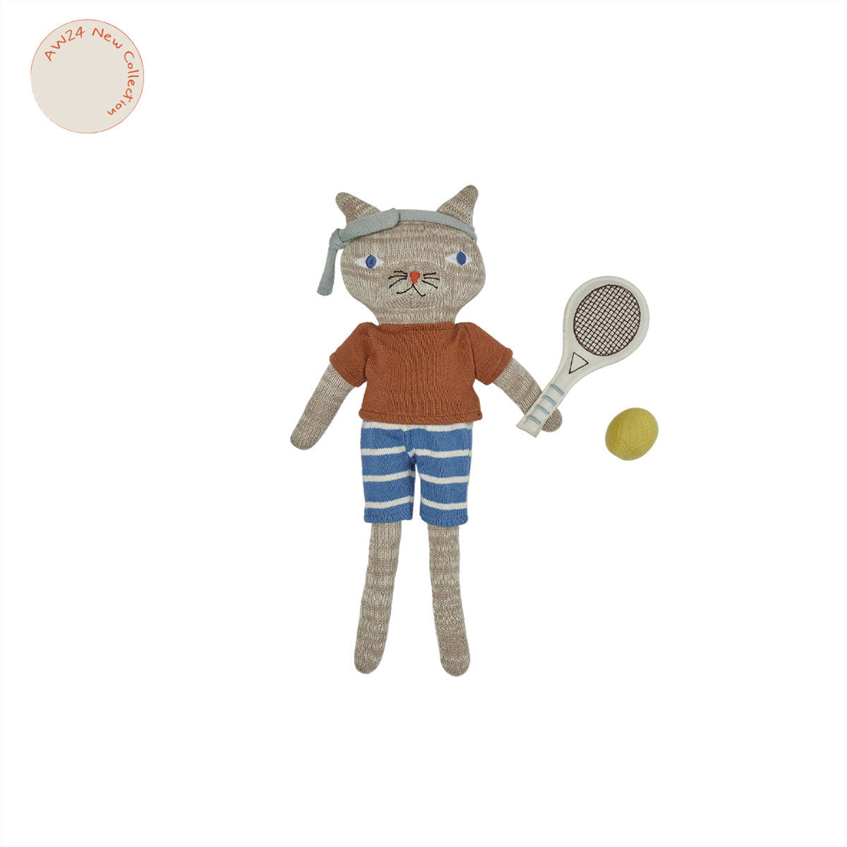 OYOY MINI Polly Cat Tennis Doll Soft Toys 304 Light Brown Melange