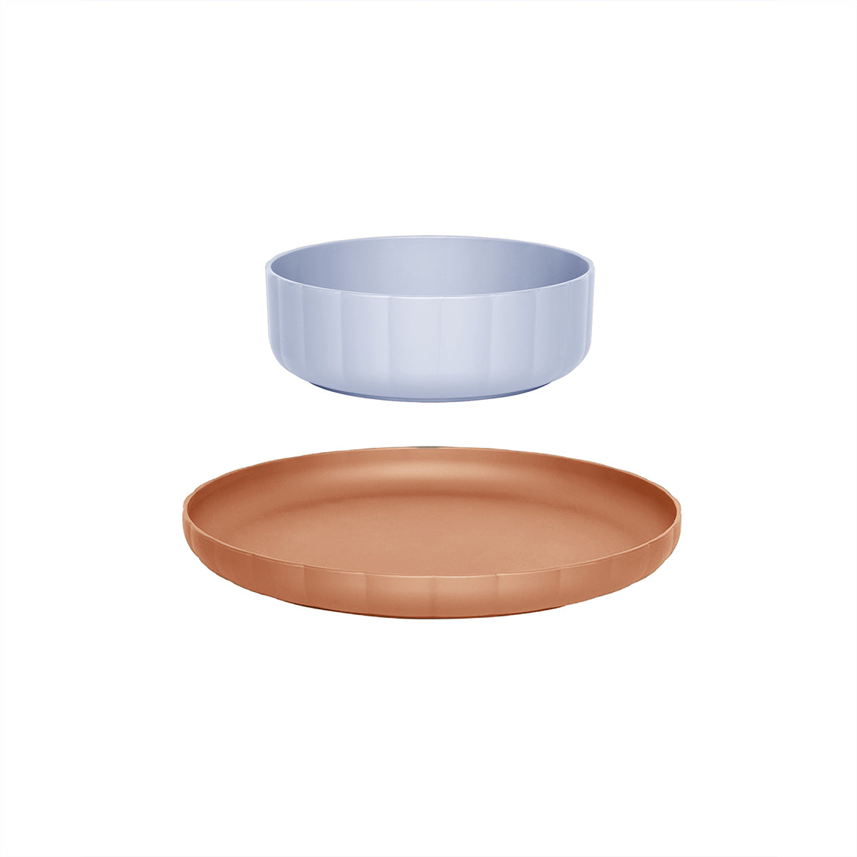 OYOY MINI Pullo Plate & Bowl - Set of 2 Dining Ware 307 Caramel / Ice Blue