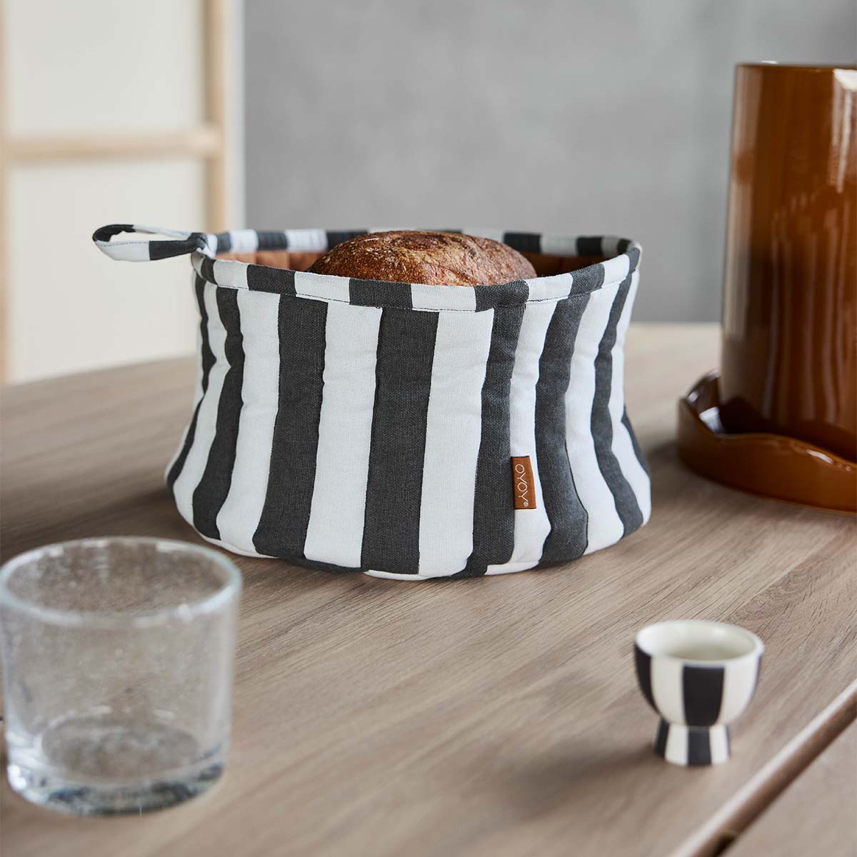 OYOY LIVING Toppu Bread Basket Bread Basket 206 Black / White / Taupe