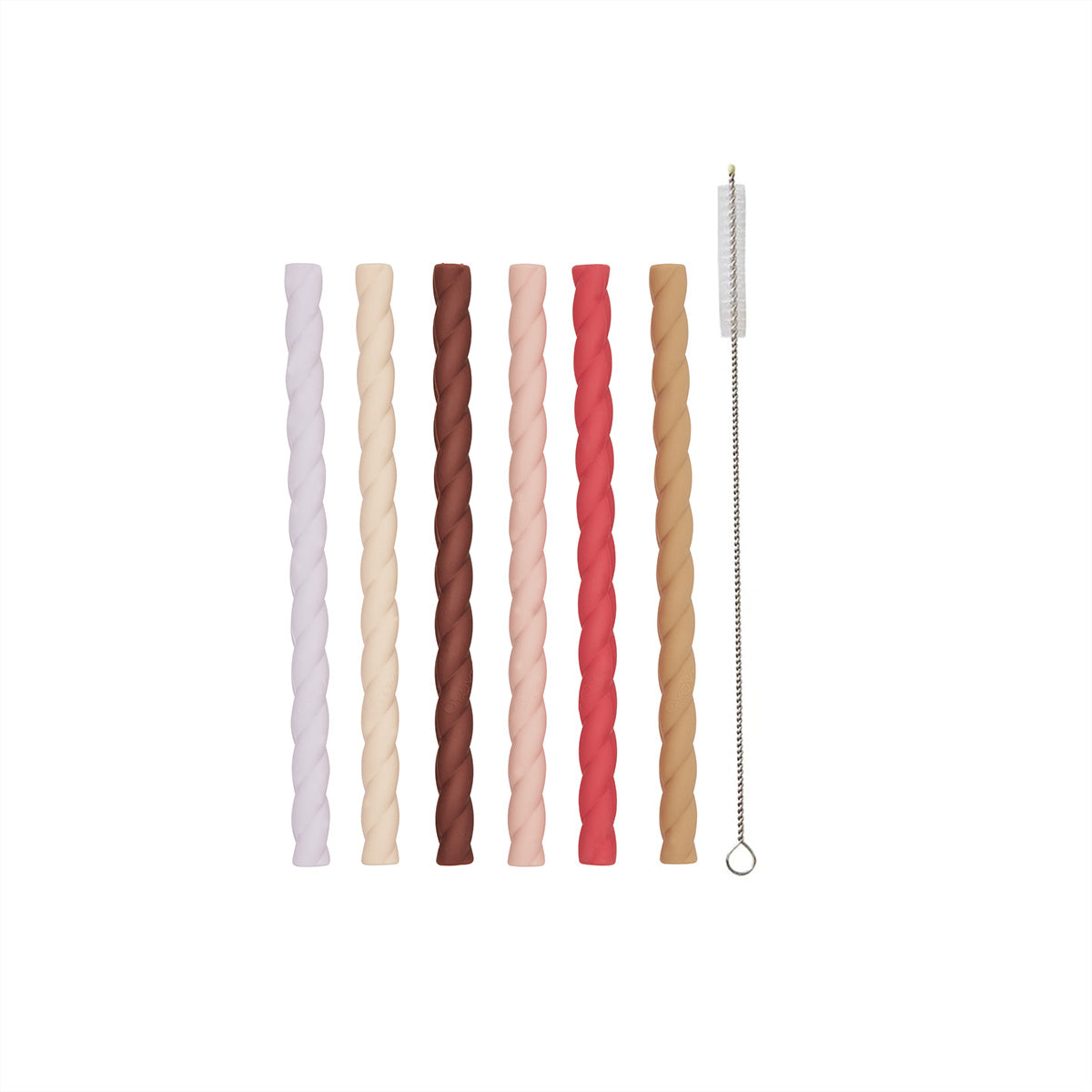 OYOY MINI Mellow Silicone Straw - Pack of 6 Straws 405 Cherry Red / Vanilla