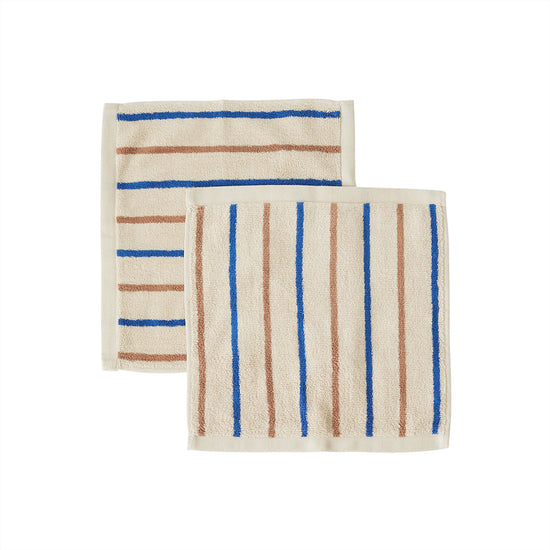 OYOY LIVING Raita Wash Cloth - Pack of 2 Towel 307 Caramel / Optic Blue