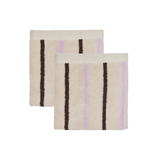 OYOY LIVING Raita Wash Cloth - Pack of 2 Towel 502 Purple / Clay / Brown