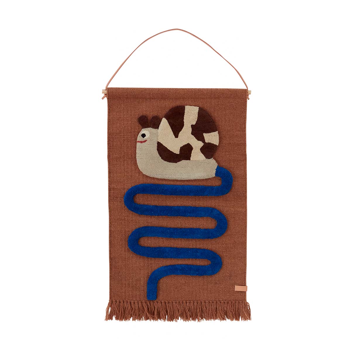 Indlæs billede i Gallery viewer, OYOY MINI Sally Snail On The Way Wall Rug Wallhanger 609 Optic Blue
